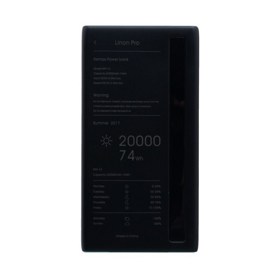 

Внешний аккумулятор (Power Bank) Remax RPP-73 Linon Pro 20000 mAh (Черный)