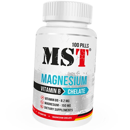 

Магний Витамин В6, Magnesium Chelate + Vitamin B6, MST 100таб (36288015)