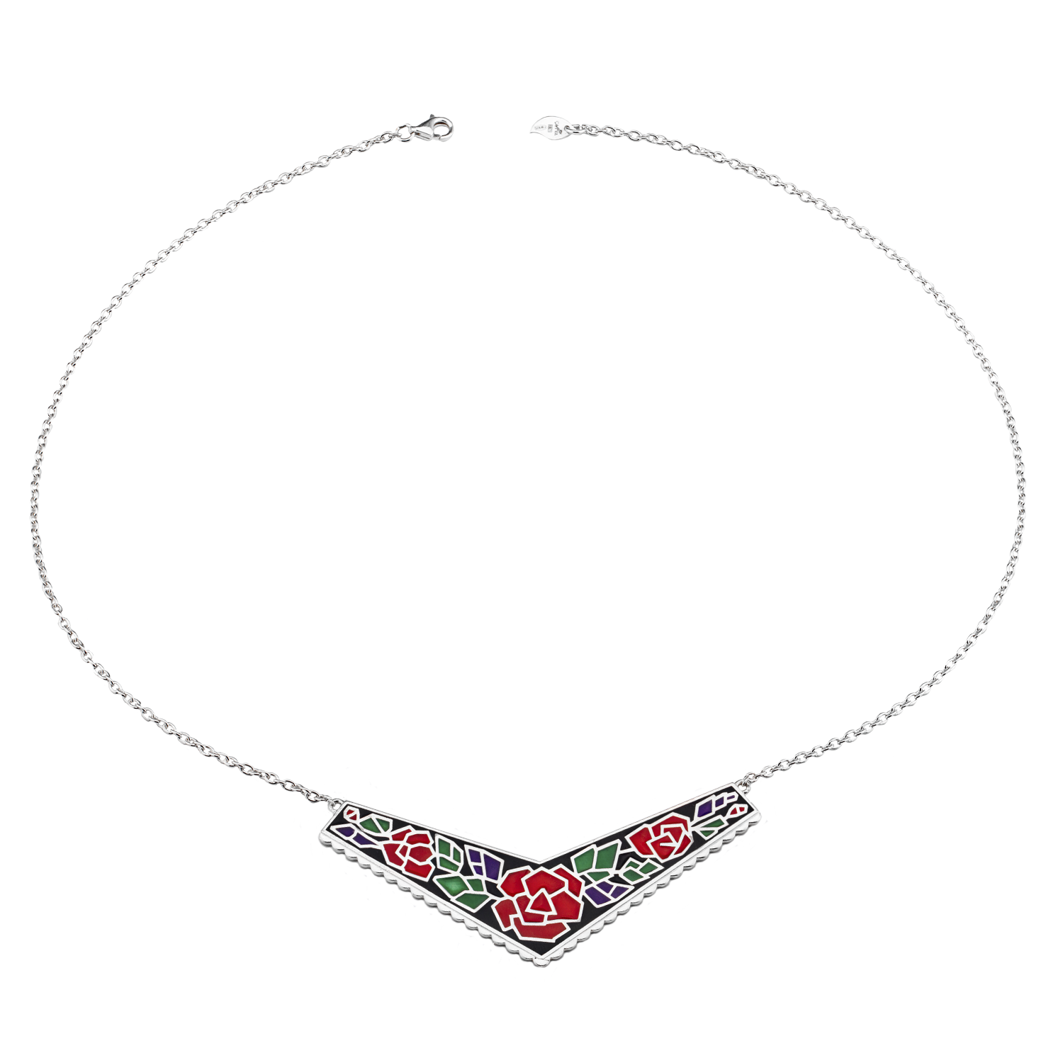 

Срібне КОЛЬЄ З КОЛЬОРОВОЮ ТА ЧОРНОЮ ЕМАЛЛЮ ПІОНИ 45 cava.cool