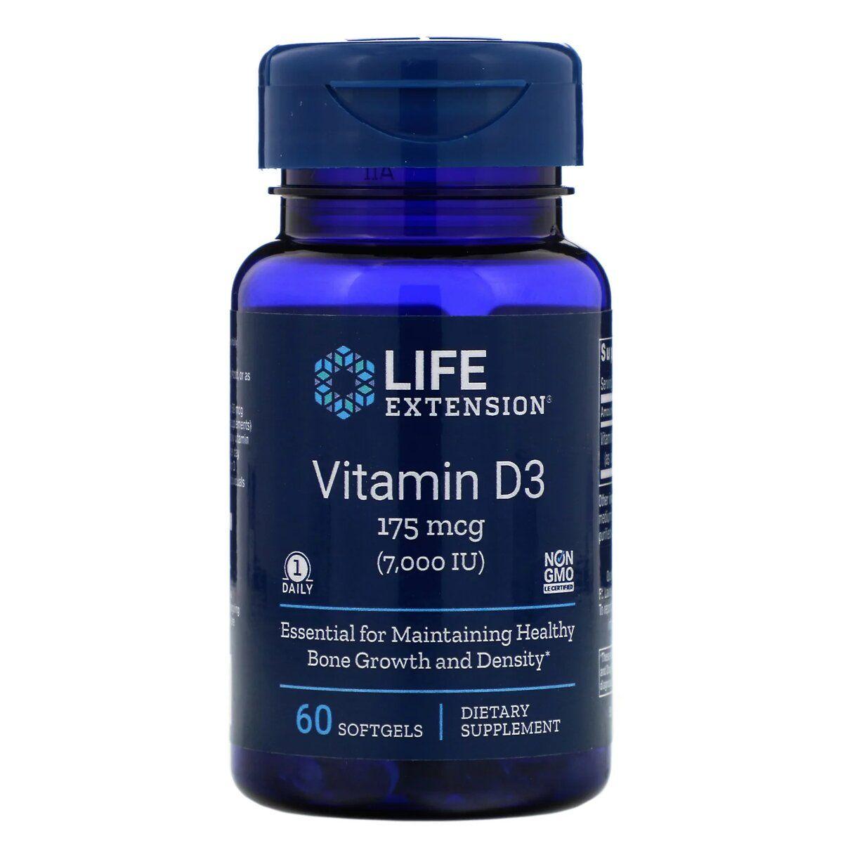 

Витамин Д-3 Life Extension Vitamin D3 175 mcg (7,000 IU) (60 softgels)
