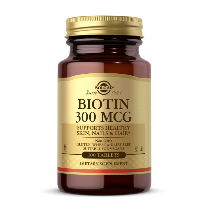 

Биотин (витамин В7) Solgar Biotin 300 mcg (100 tab)