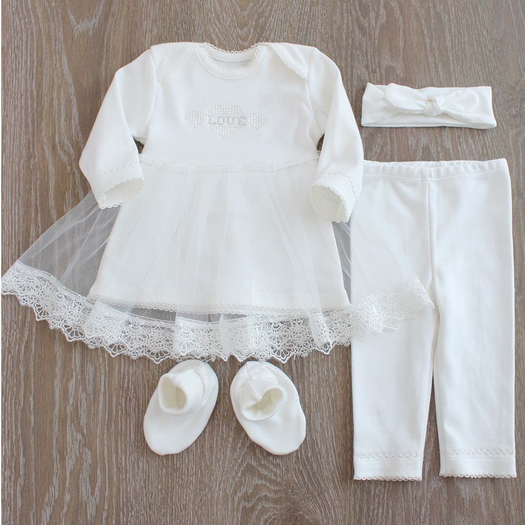 

Плаття на хрестини, Love 62 см. молочний KD18-Love-Mol-20 Ladan
