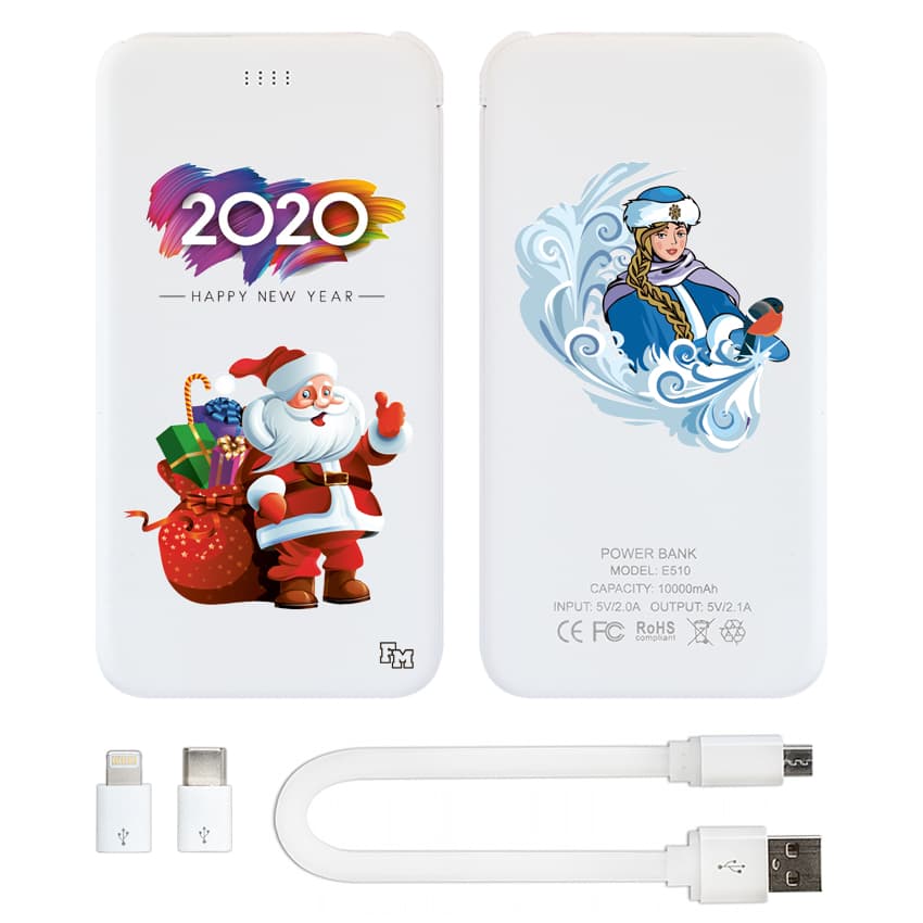 

FM Новогодний Power Bank с принтом Дед Мороз и Снегурочка, 10000 мАч (E510-50)