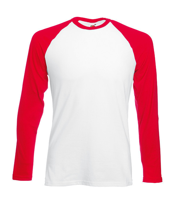 

Футболка с длинными рукавом Fruit of the Loom  Белый / Красный, Футболка с длинными рукавом Fruit of the Loom 3XL Белый / Красный