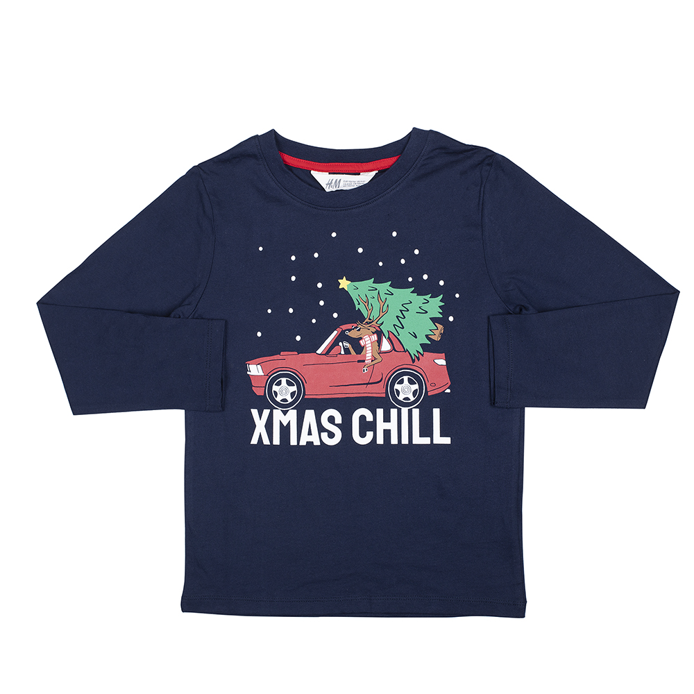 

Футболка с длинным рукавом H&M Christmas синяя 110
