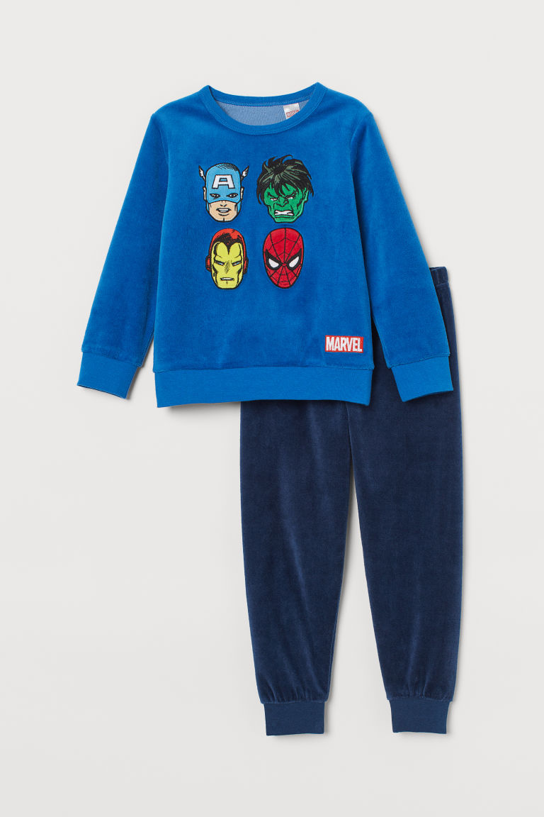 

Пижама велюровая с принтом H&M Р40008 98-104 см Синяя (P-6910806230089)