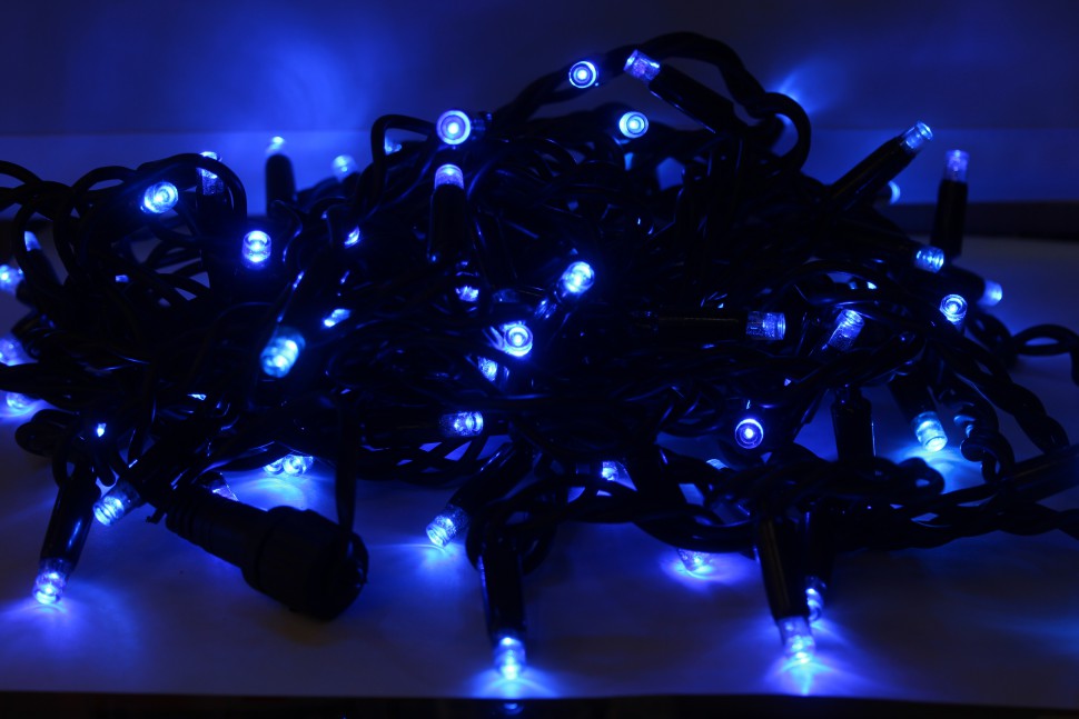 

Уличная новогодняя гирлянда длина 9.5м. 100LED цвет Синий