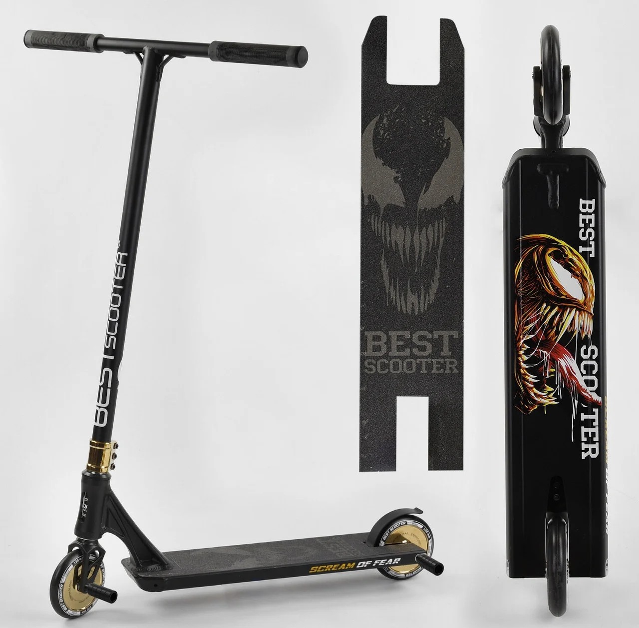 

Самокат трюковий Best Scooter 71383 VENOM с пегами Чорный с оранжевым