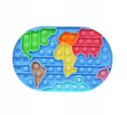 

Pop It Антистресс Игрушка - (Поп Ит - Попит - Popit) - Пазл Карта Мира Материки, 21 х 15 см, резиновые пупырышки