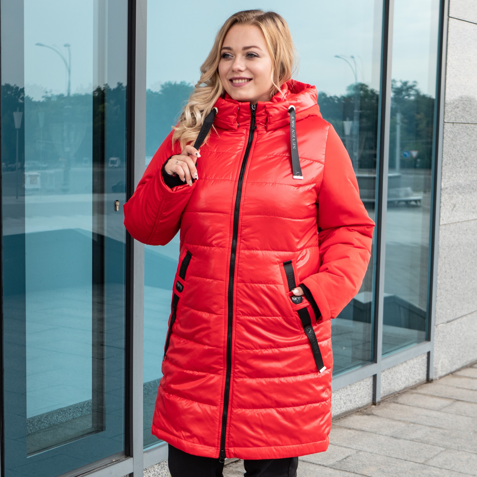 

Осенняя женская куртка большого размера UF-fashion Берта - sk  красный, Осенняя женская куртка большого размера UF-fashion Берта - sk 50 красный