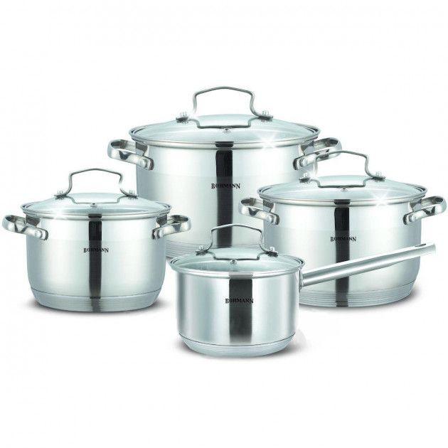 

Набор кастрюль из нерж. стали 8 предметов Bohmann (2,1 л. 2,9 л. 3,9 л. 6,6 л.) BH 1908 N