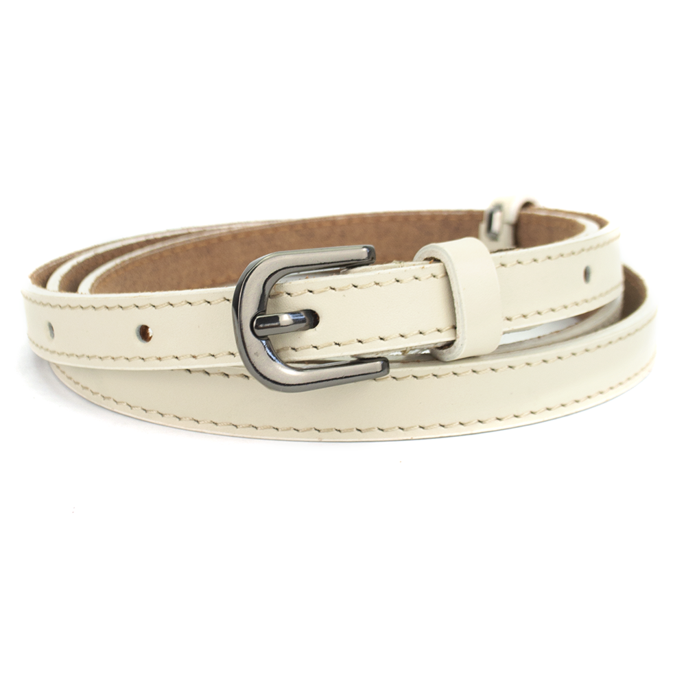 

Ремень женский кожаный узкий молочный PS-1524 beige (125 см)