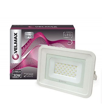 

LED прожектор Velmax, 30W, 2700Lm, 6200К (4542)