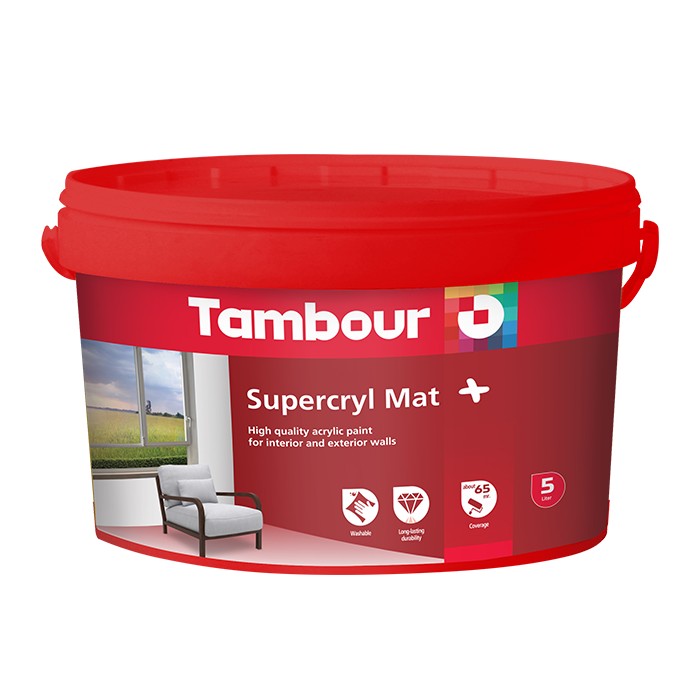 

Строительная краска акриловая Tambour Supercryl matt plus база А 5 л белая,краска для стен и потолков