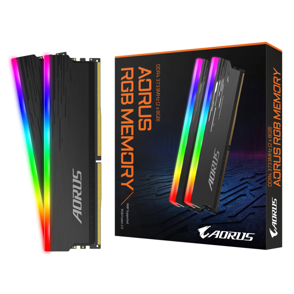 

Модуль памяти для компьютера DDR4 16GB (2x8GB) 3733 MHz AORUS RGB Fusion 2.0 Memory boost Gigabyte (GP-ARS16G37D)