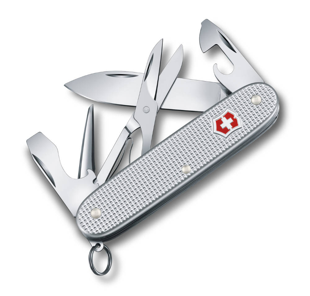 

Складной нож Victorinox PIONEER X 93мм/3сл/9функ/рифл.сереб /кернер/ножн Vx08231.26