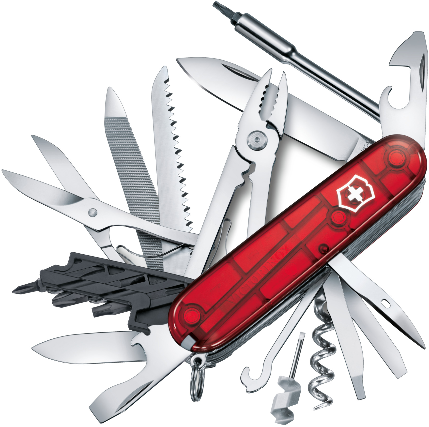 

Складной нож Victorinox CYBERTOOL L 91мм/41функ/крас.прозр /штоп/ножн/плоск/пила/напил/отверт2/биты/ручка Vx17775.T