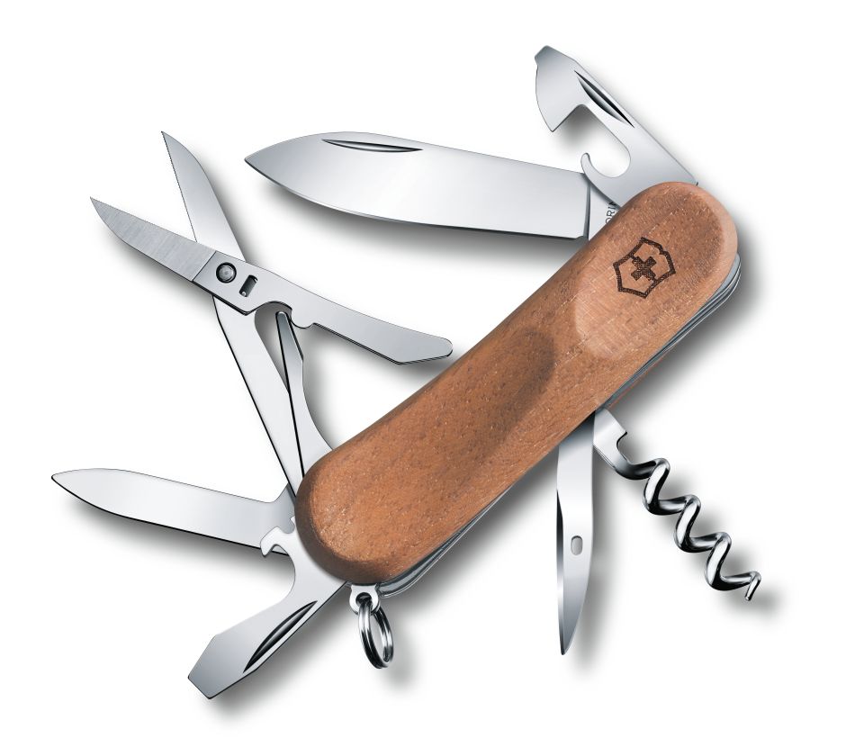 

Складной нож Victorinox EVOWOOD 14 85мм/3сл/12функ/орех /штоп/ножн Vx23901.63