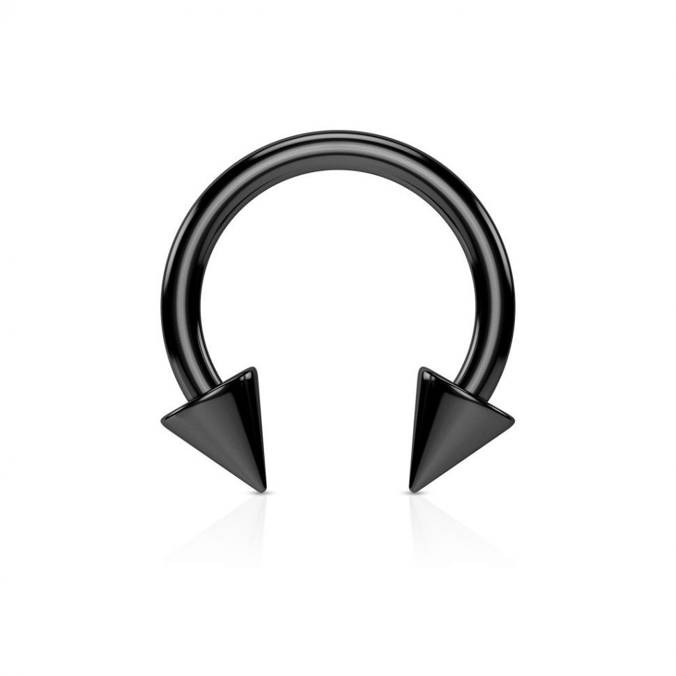 

Циркуляр (подкова) из стали с шипами PiercedFish HT02 серьга для септума, хряща уха, брови, губы, пупка, сосков, пирсинга смайл (Черный, 1.2 мм, 3 мм, 8 мм)