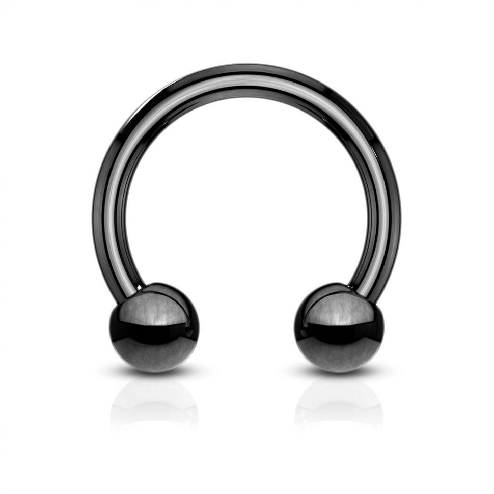 

Циркуляр (подкова) из стали PiercedFish HT серьга для септума носа, хеликса уха, трагуса, брови, губы, пупка, сосков, пирсинга смайл (Черный, 1.6 мм, 4 мм, 10 мм)