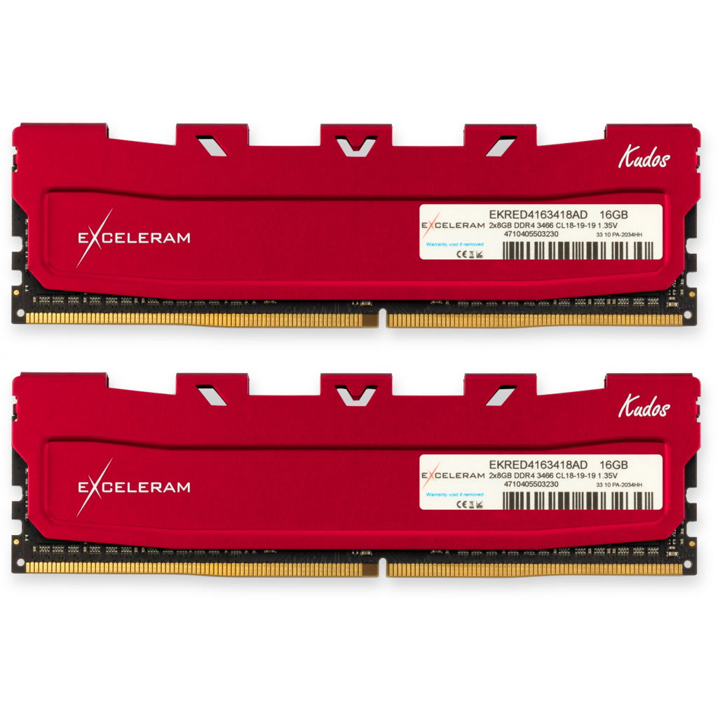 

Модуль памяти для компьютера DDR4 16GB (2x8GB) 3466 MHz Kudos Red eXceleram (EKRED4163418AD)