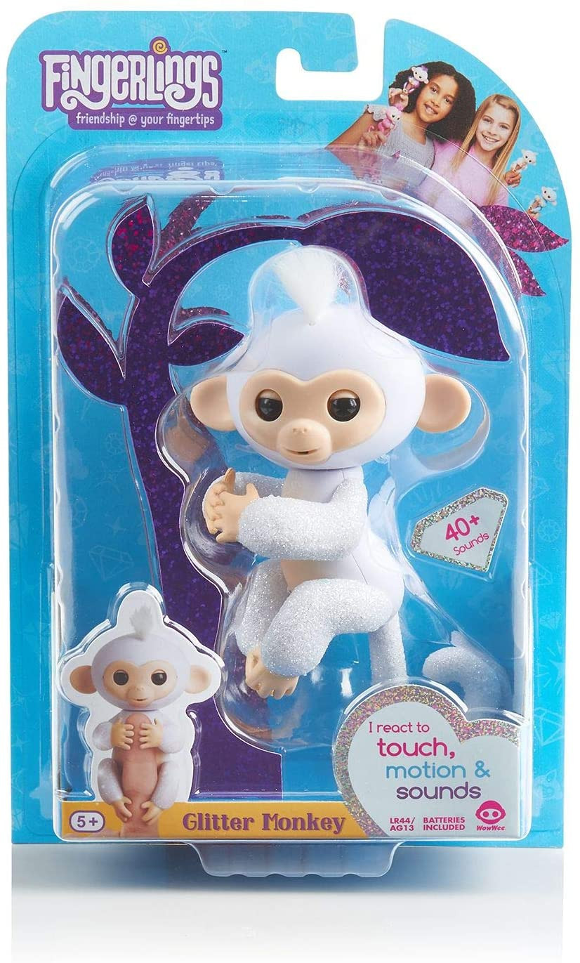 

WowWee Fingerlings Интерактивная обезьянка Сахарок (Fingerlings Glitter Monkey - Sugar White Glitter)