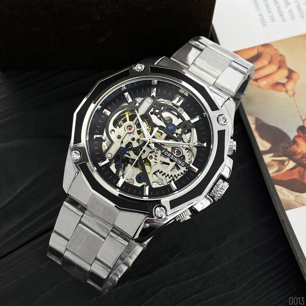 

Мужские наручные часы Forsining 8130 Silver-Black