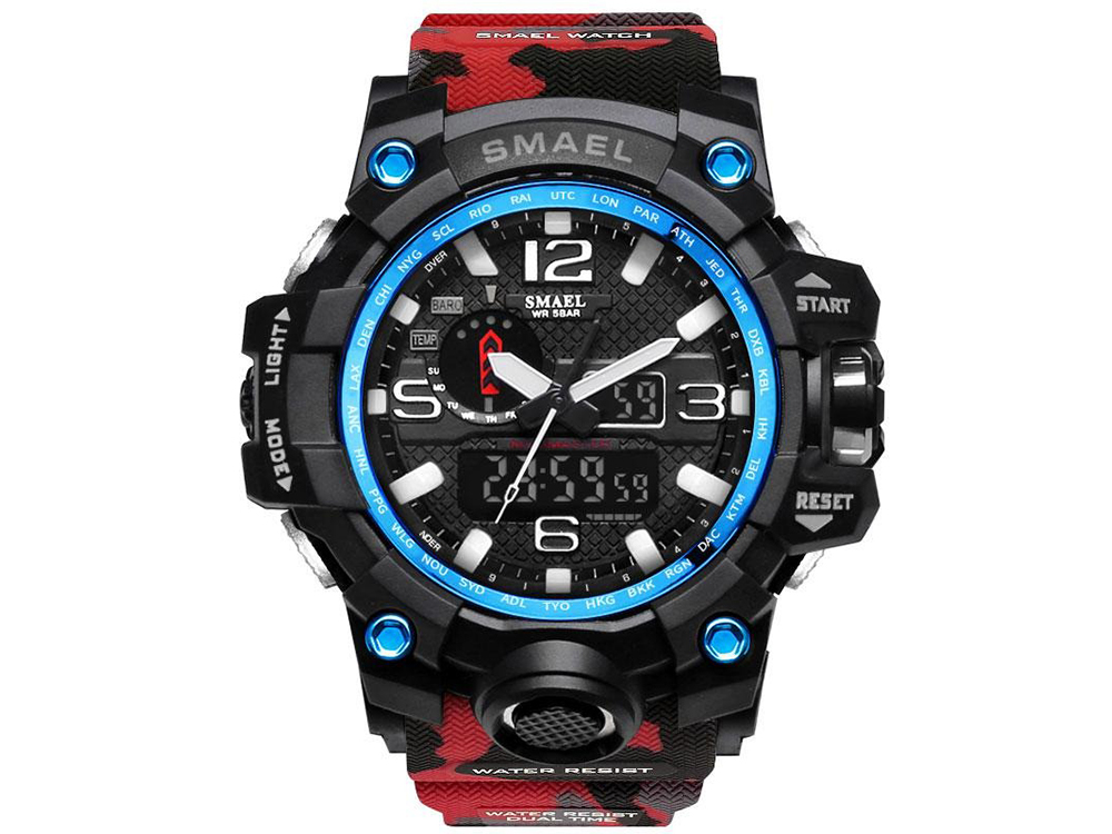 

Наручные часы Smael Водонепроницаемые кварцевые мужские Camo-Red (1006-027-00)