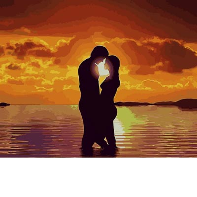 

VP1226 Картина по номерам Влюбленные на закате Babylon