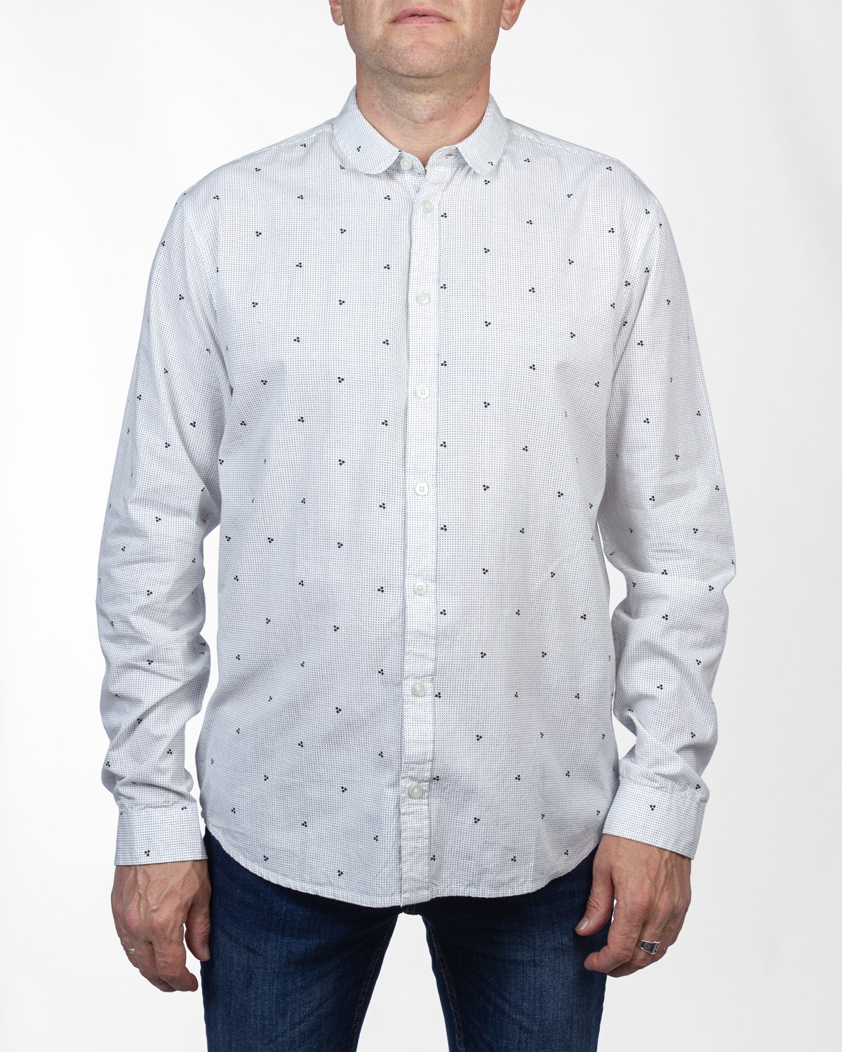 

Рубашка мужская Casual Friday белая в принт XXL 20500167