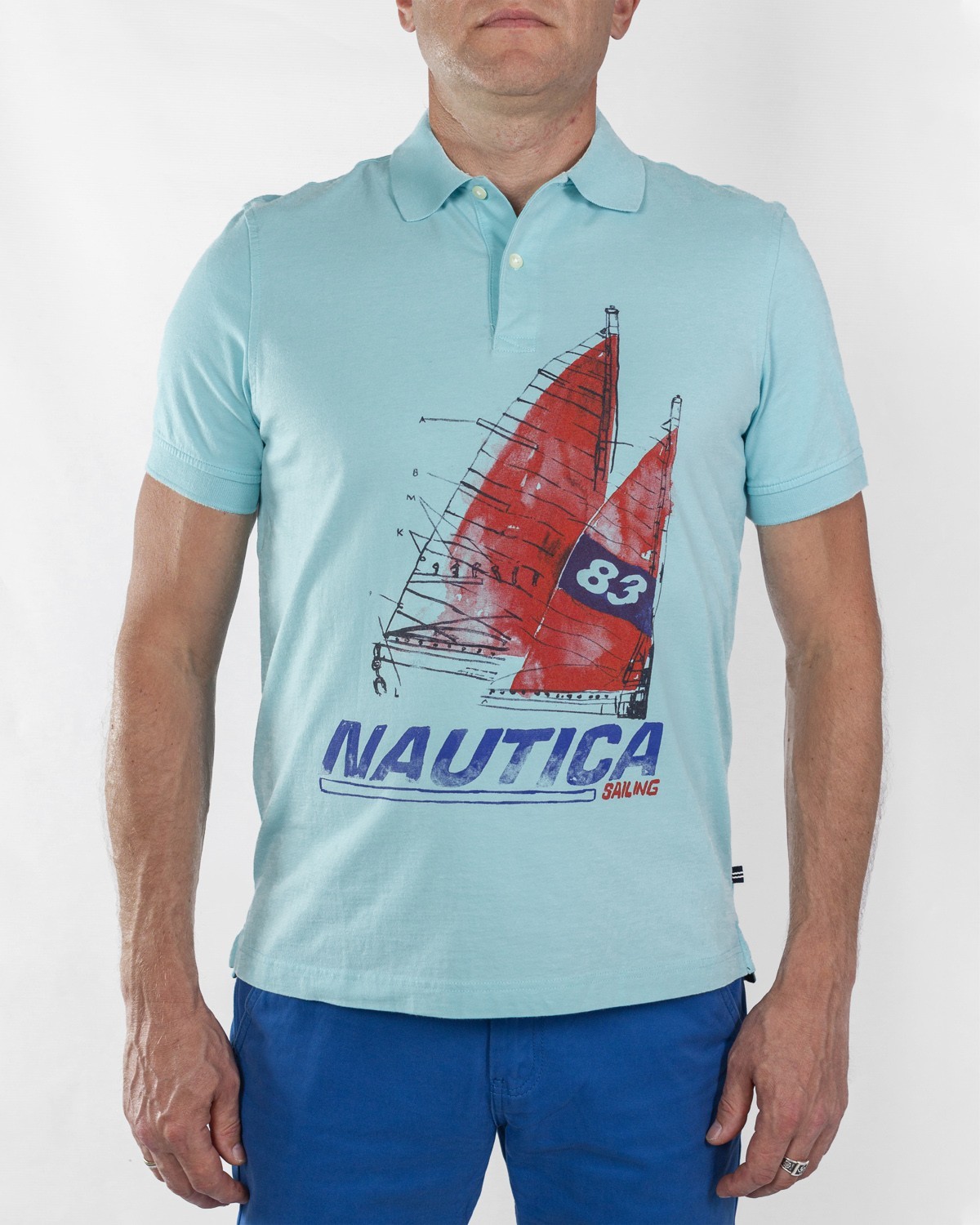 

Мужское поло Nautica голубое  08553, Мужское поло Nautica голубое XL 08553