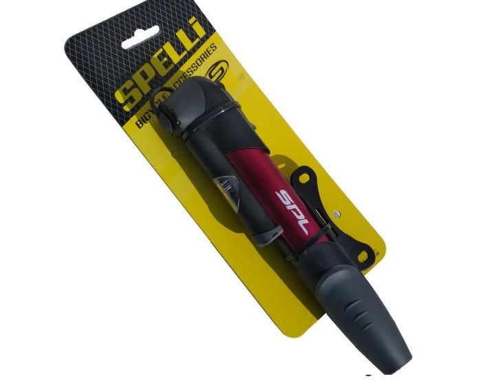 

Насос велосипедный с манометром Spelli SPM-1961A красный