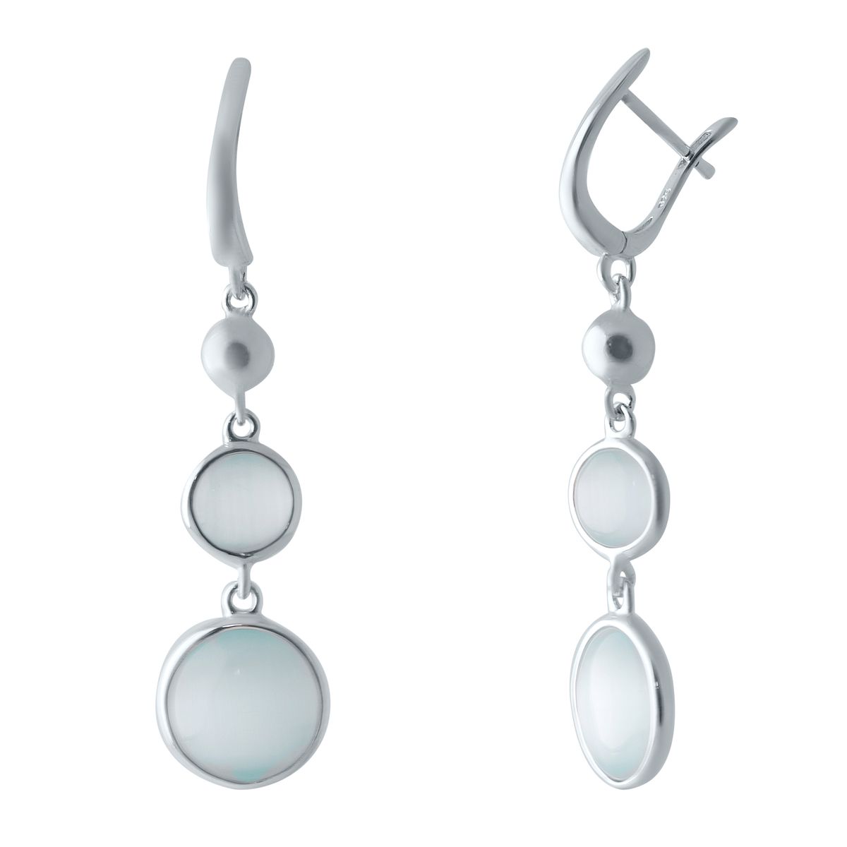 

Серебряные серьги SilverLine с кошачим глазом