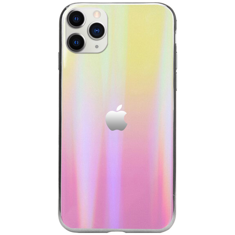 

TPU+Glass чехол Epik Gradient Aurora с лого для Apple iPhone 11 Pro Max (6.5") Золотой / Розовый