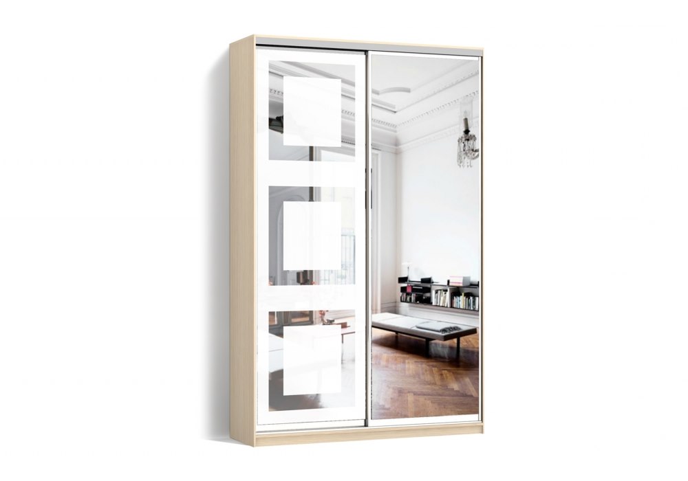 

Шкаф-купе LuxeStudio 2 двери Зеркало/Пескоструй рисунок 66 цвет Дуб молочный CLS - IV 190 x 220 x 60 см