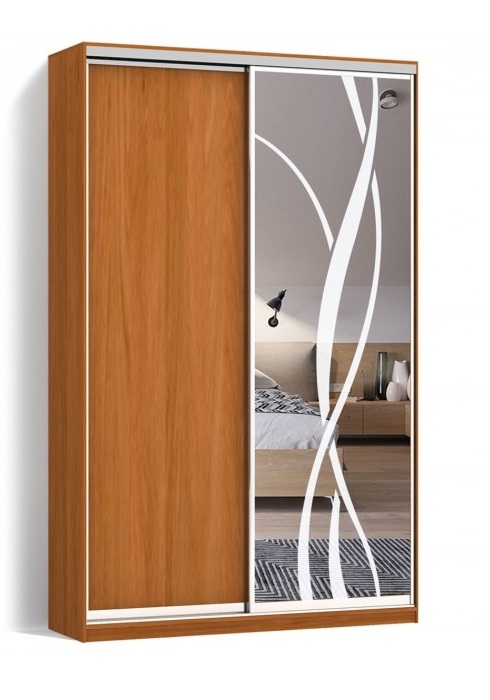 Шкаф-купе LuxeStudio 2 двери ДСП/Пескоструй рисунок 9 цвет Ольха CLS - III 190 x 200 x 60 см