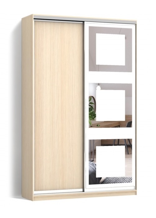 

Шкаф-купе Luxe 2 двери ДСП/Пескоструй рисунок 66 цвет Дуб молочный CLS - I 150 x 220 x 45 см