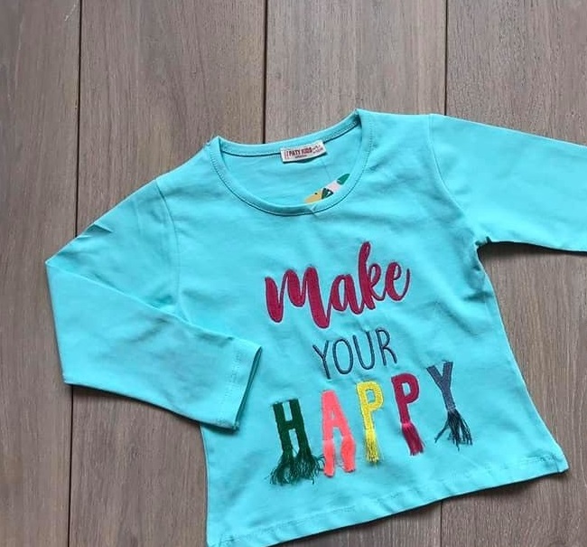 

Футболка з довгими рукавами PatyKids ″Make your happy″ 122 блакитний (8-31-6-7)