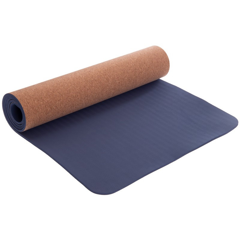 

Коврик для фитнеса и йоги пробковый каучуковый Zelart Fit 2433 2x-слойный 6мм Brown-Deep Blue