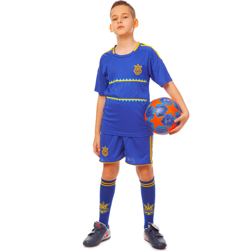 

Комплект футбольной формы УКРАИНА Zelart Sport 1006-UKR-13B M (26) рост 135-145 см Blue