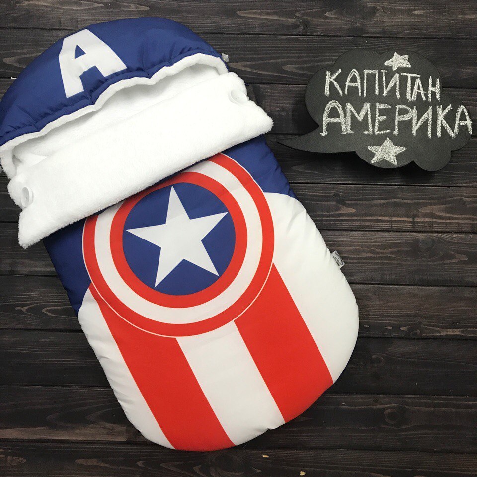 

Зимний конверт кокон на выписку Кокон плюс Captain America 70х40 см