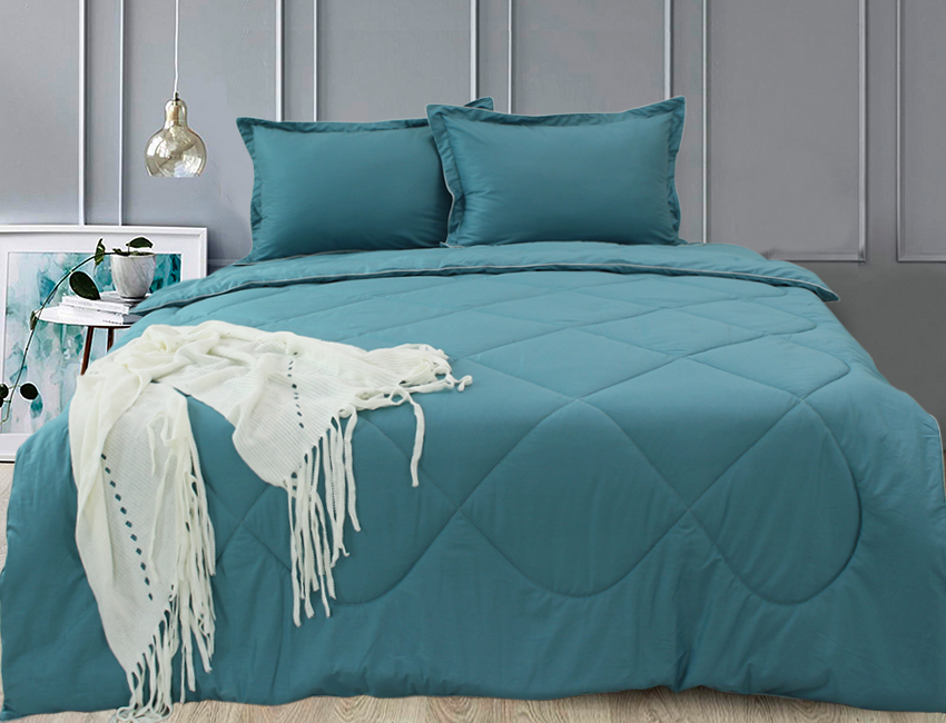 

Набор Elegant ТМ TAG одеяло 1,5 сп. простынь 150х245 см наволочки 2х50х70 см сатин Blue Sea Wave