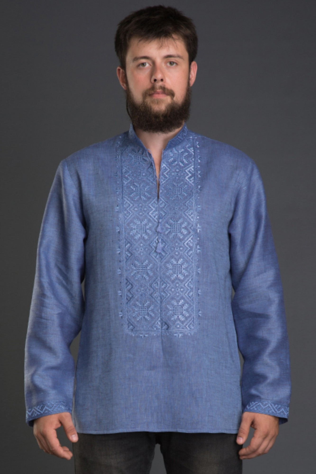 

Мужская вышиванка Folk Fashion "Сніжинка" М синяя