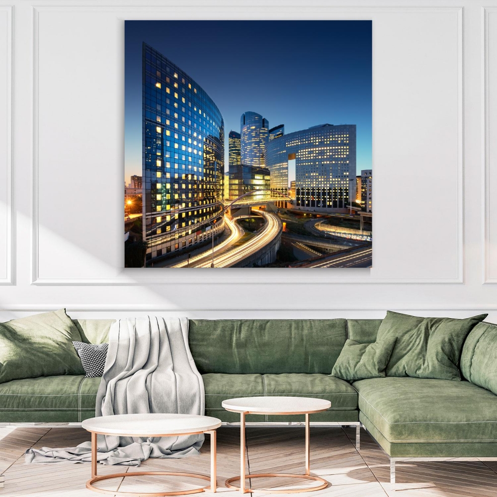 

Картина на холсте Архитектура Skyscrapers And Light Trails 30х40 см.
