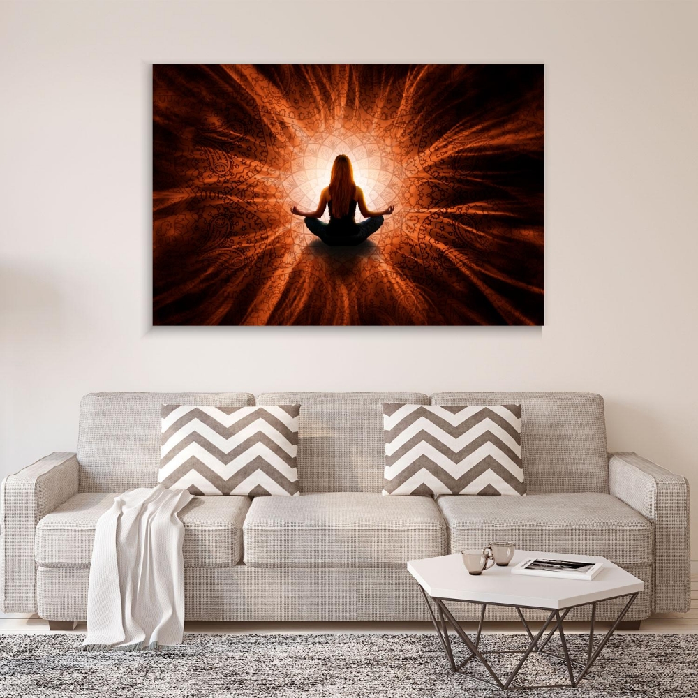 

Картина на холсте Йога и медитация Woman In Meditation With Mandala 75х100 см.