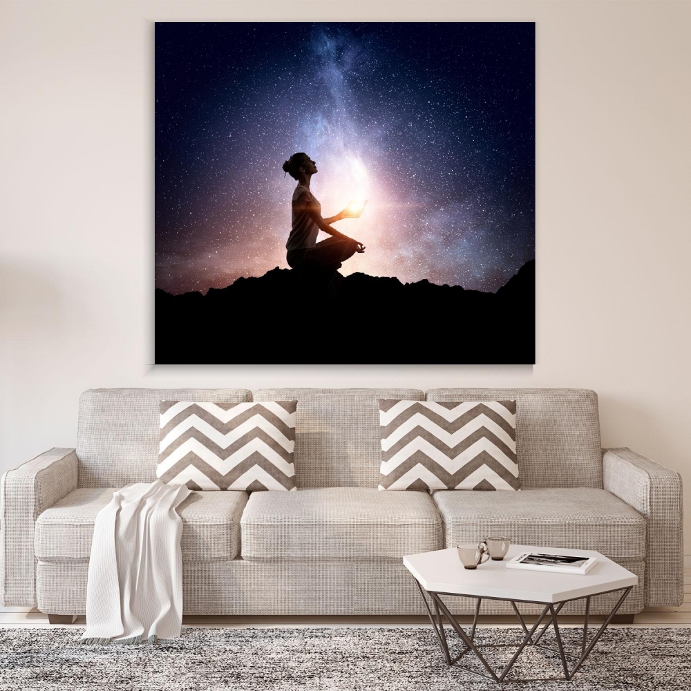 

Картина на холсте Йога и медитация Yoga Under The Starry Sky 100х100 см.