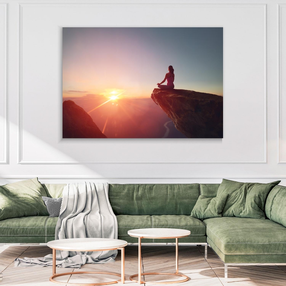 

Картина на холсте Йога и медитация Mountain Cliff Meditation 45х60 см.