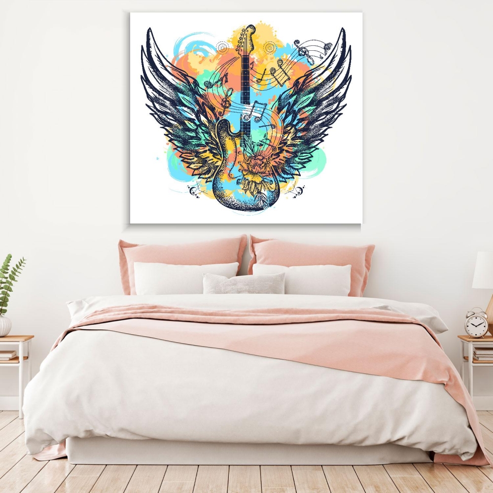 

Картина на холсте Музыка Guitar With Wings 70х70 см.