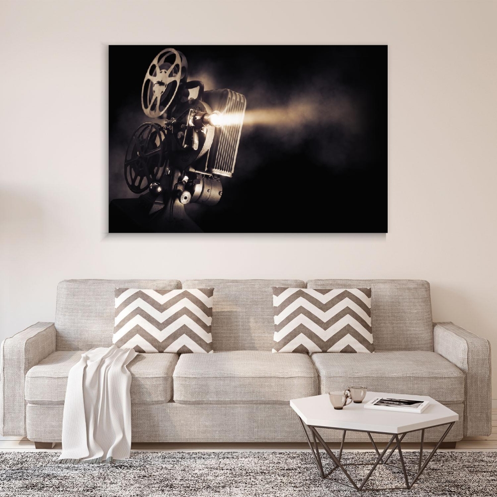 

Картина на холсте Винтаж Old Film Projector With Stream Of Light 50х65 см.