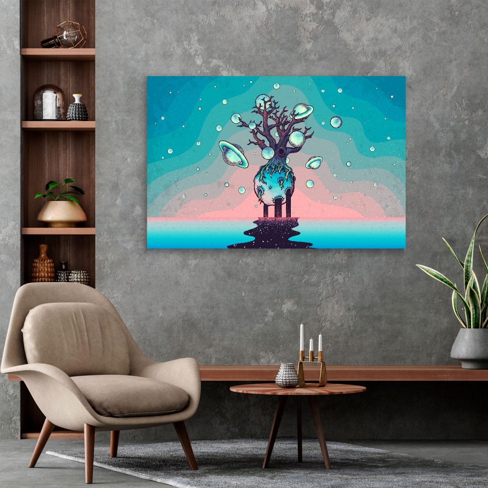 

Картина на холсте Psy Art Mystery Tree On The Moon In Deep Space 45х60 см.